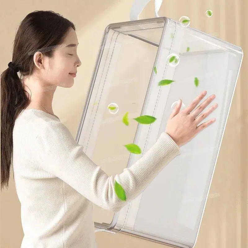 1/2/3/4pcs Closet Clothes Organizers Clothes Underwear Transparent Storage Box Stainless Steel Frame Wardrobe Storage Organizer