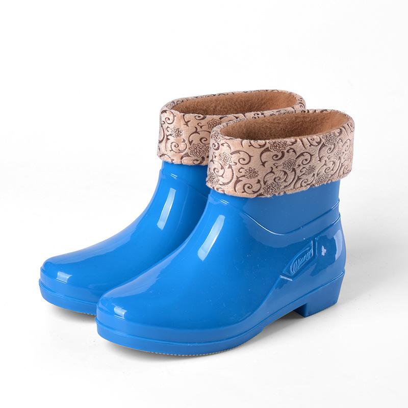 Water Shoes Low Tube Rain Shoes Women's Fashion Women's Rain Boots Warm and Rainproof Removable Pvc Women's Non-slip