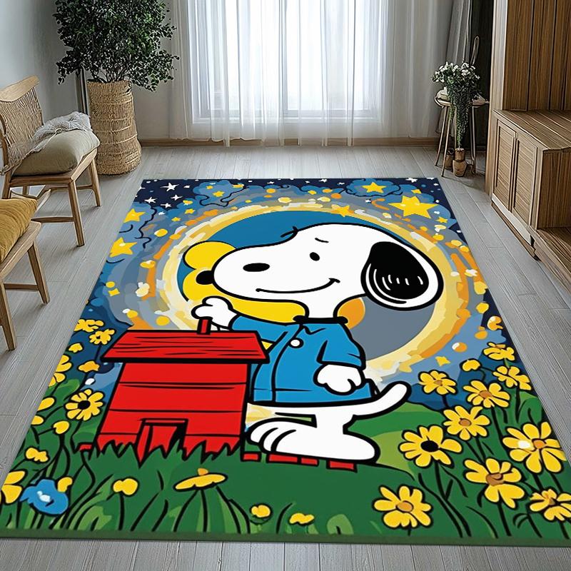 Cute Snoopy Dog Cartoon Living Room Non-Slip Area Rug Soft Carpet for Bedroom Kids Playroom Sofa,Home Decor Doormat Gift
