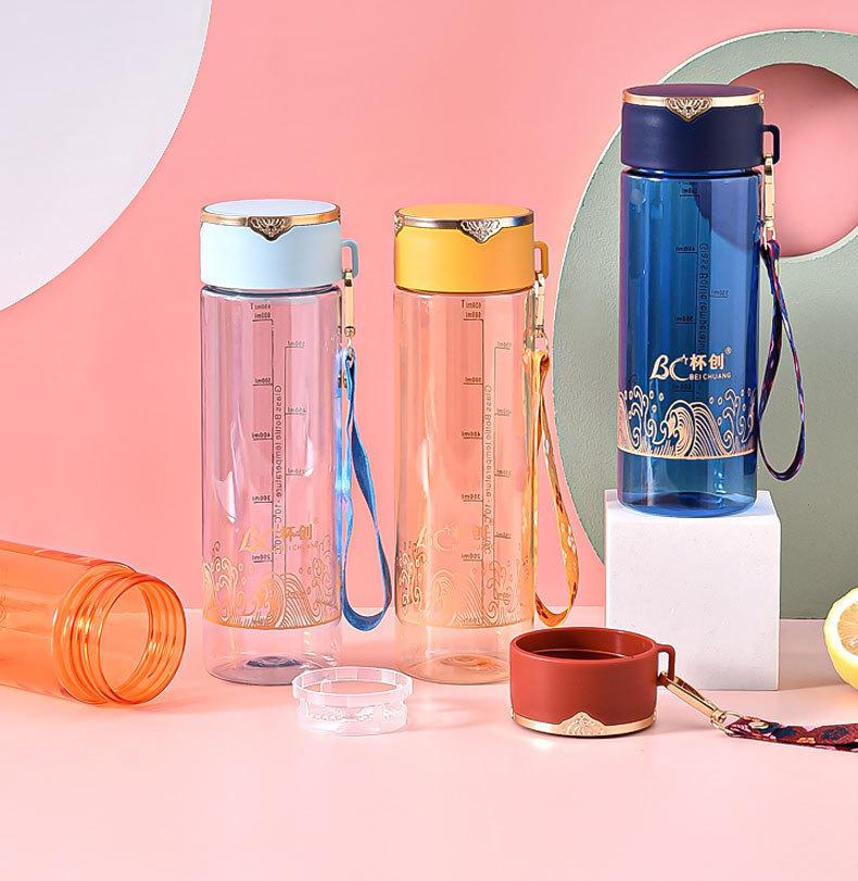 

Кавайный пластиковый стаканчик против падения портативный детский летний ПК большой емкости спортивная веревка для перевозки бутылки с водой