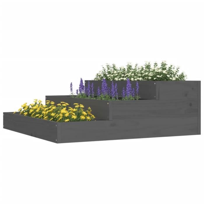 VidaXL Jardinière Gris 78x78x27 cm Bois massif de pin 823908