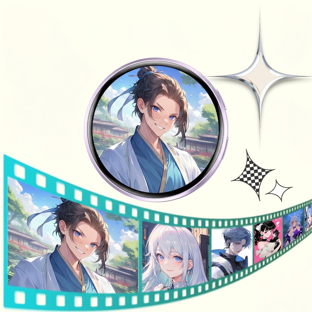Anime Digital Badge, Anime Style Digital Pin with Photo, Video Display, HD Touchscreen E-Badge, for Party, Cosplay, Fandoms