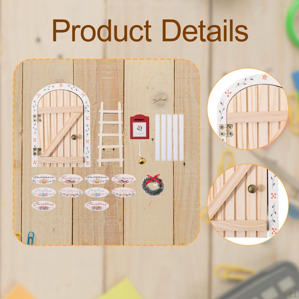 Christmas Elf Fairy Door Set Decorations Mini Easy Assembly Halloween DIY Craft Ornaments for