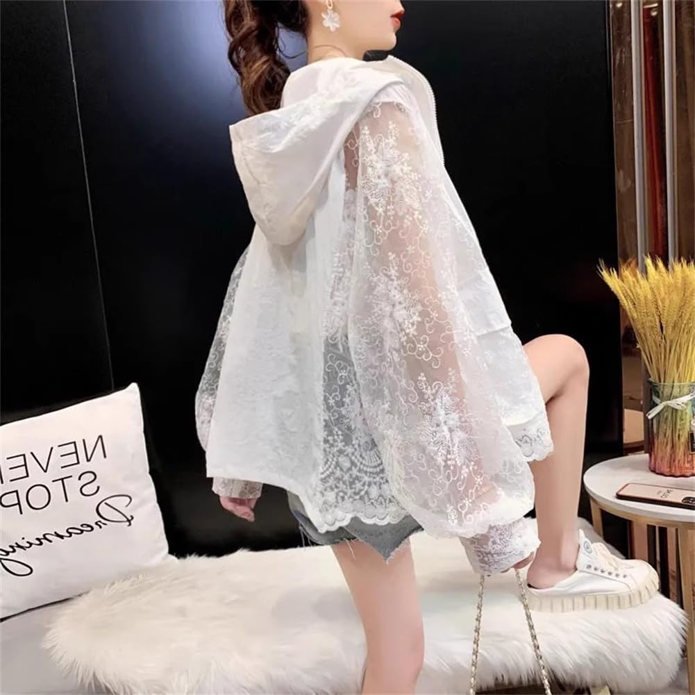 Summer UV Long Sleeve Loose Stylish Sheer Hoodie with Perfect for and Everyday Wear Photo [Yhsuoxfd] Women's Cardigan, Protection, Hoodie, Fit,