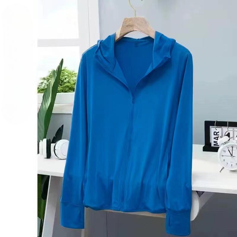 Women's Long Sleeved Hooded Cardigan Zipper Sunscreen Jacket Thin Breathable Summer Jacket