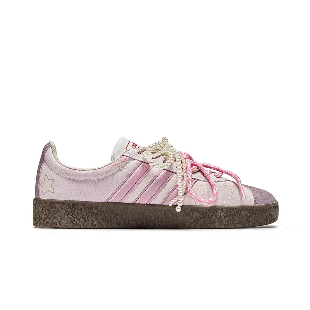 Adidas Neo VL Court 2.0 Da Vinci, Kirby Slip Resistant Abrasion Resistant Low top Skateboard Shoes Unisex Pink Brown HQ1802(TeamM-)