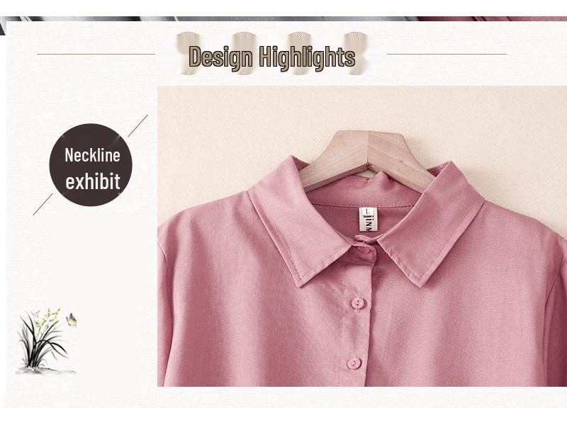 Xinxing 2025 Summer Cotton Linen Retro Short Sleeve Mid-Length Shirt Dress for Women