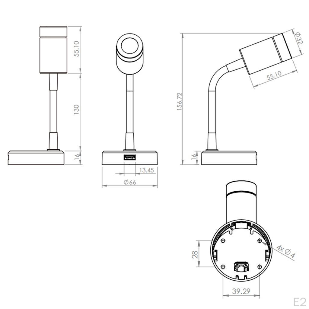 Degree Rotation Yacht RV Reading Light Camper Bed Lamp Control Caravan Interior Lamp, Wall