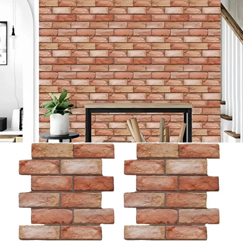 Self Stick Waterproof 3D Brick Wall Panels Vintage Design 30x30cm for Bathroom Fireplace Backsplash Home Decor