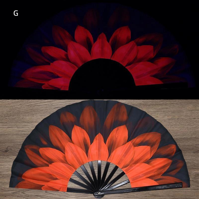 Kung Fu Fan Uv Ink Printing Fluorescent Fan Bamboo Bone Folding Fan For Festival Foldable Fan Music Festival Fan