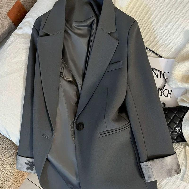 Suit Blazer for Women Casual Long Sleeve Button Cardigan Slim Fit Solid Color Professional Suit Jacket
