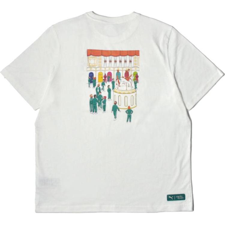Puma Graphic Print Crew Neck Short Sleeve T-Shirt Men Tops White 62742602