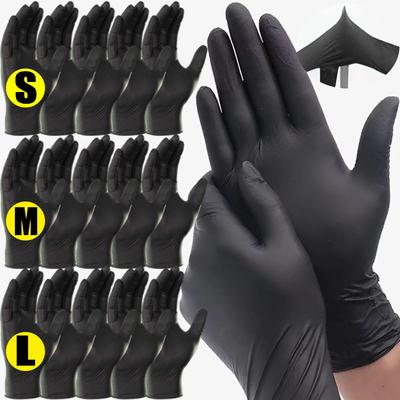 2/100PCS Disposable Black Nitrile Gloves Latex Free Waterproof Durable Suitable for Kitchen Food Processing Beauty SalonFamily
