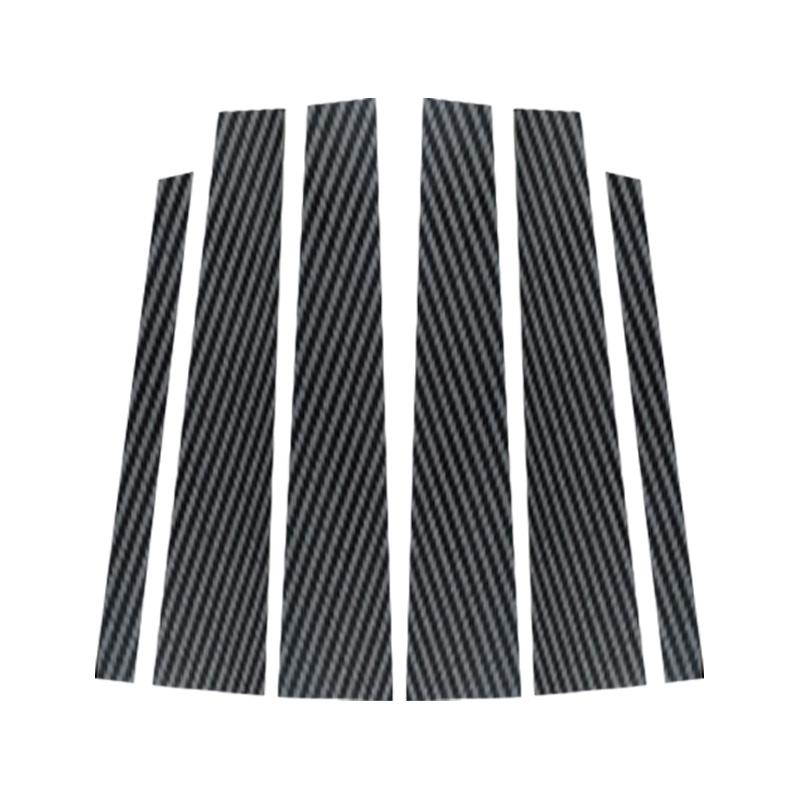 6Pcs Carbon Fiber Car Door Window Center Middle Column BC Pillar Post Mirror Effect Cover Trim Sticker Fit For Lexus IS 2014-2023