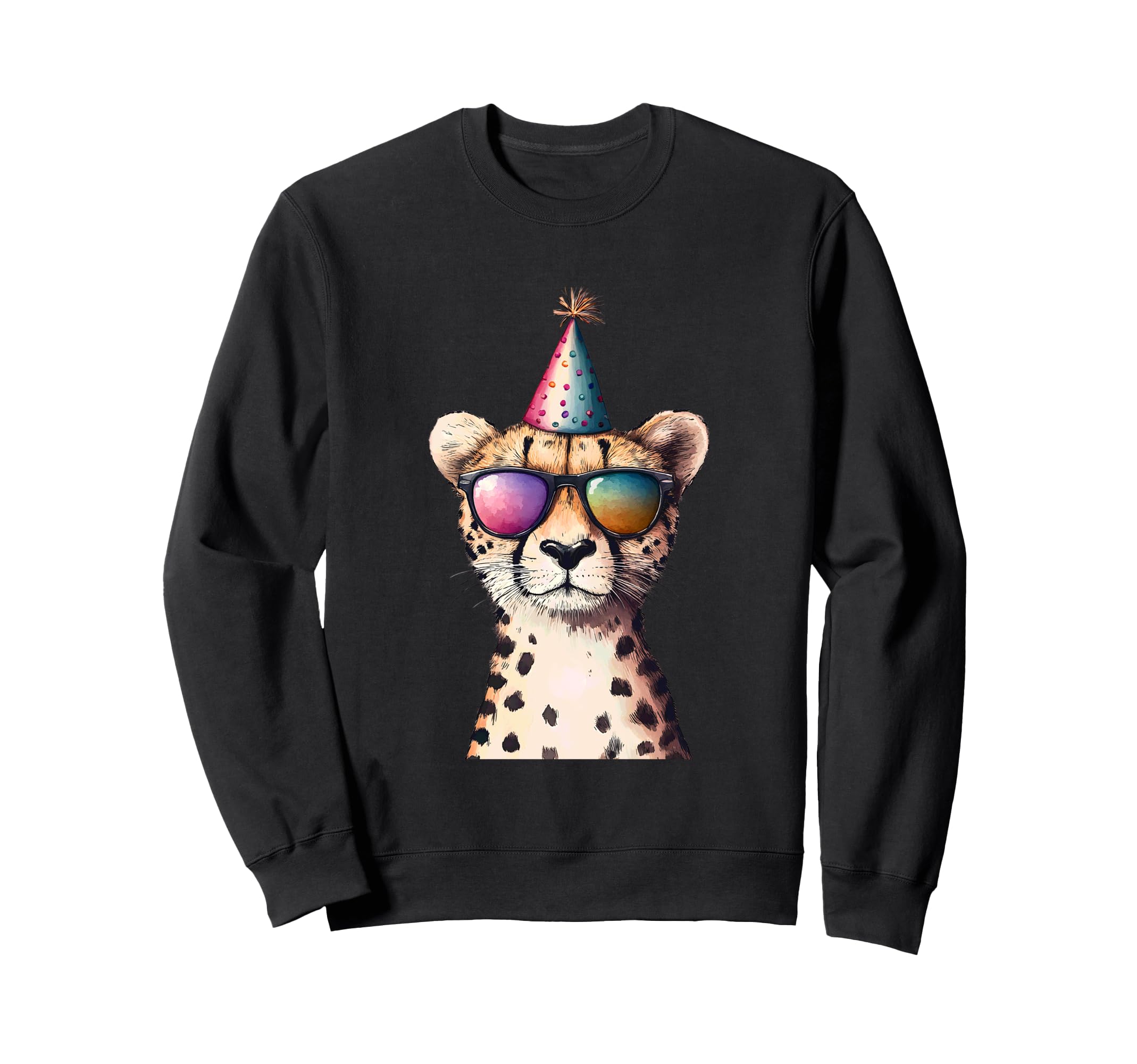 

party hat sunglasses cheetah style sweatshirt чорний