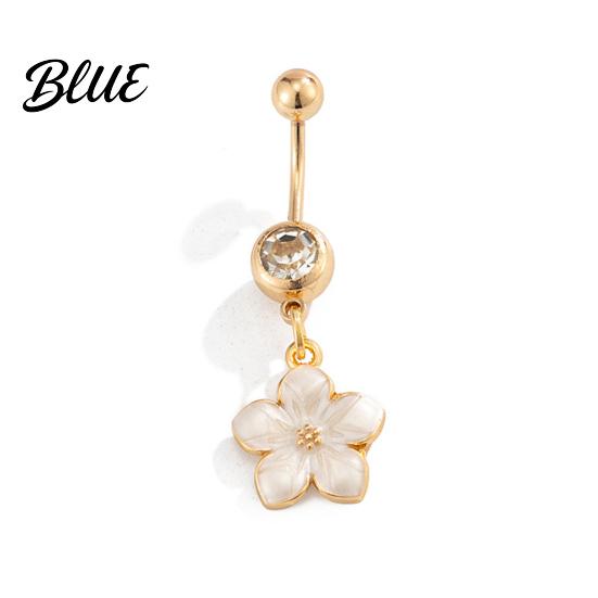 Summer Body Jewelry Navel Nail Stainless Steel Flower Design Jewelry B