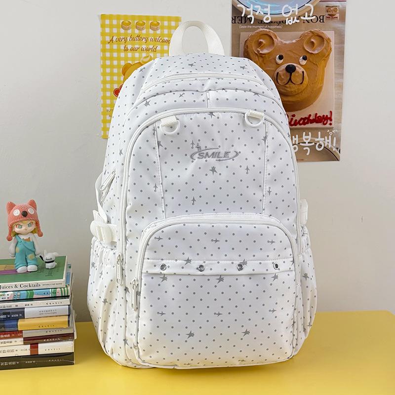 School bag new INS style star backpack, cute large-capacity backpack for girls, middle and high school students, casual travel backpack