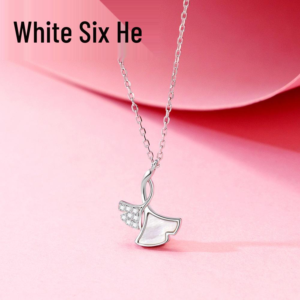 S925 Sterling Silver Ginkgo Leaf & Mother-of-Pearl Necklace, Luxurious & Elegant Design for Women, Versatile Clavicle Chain Pendant.