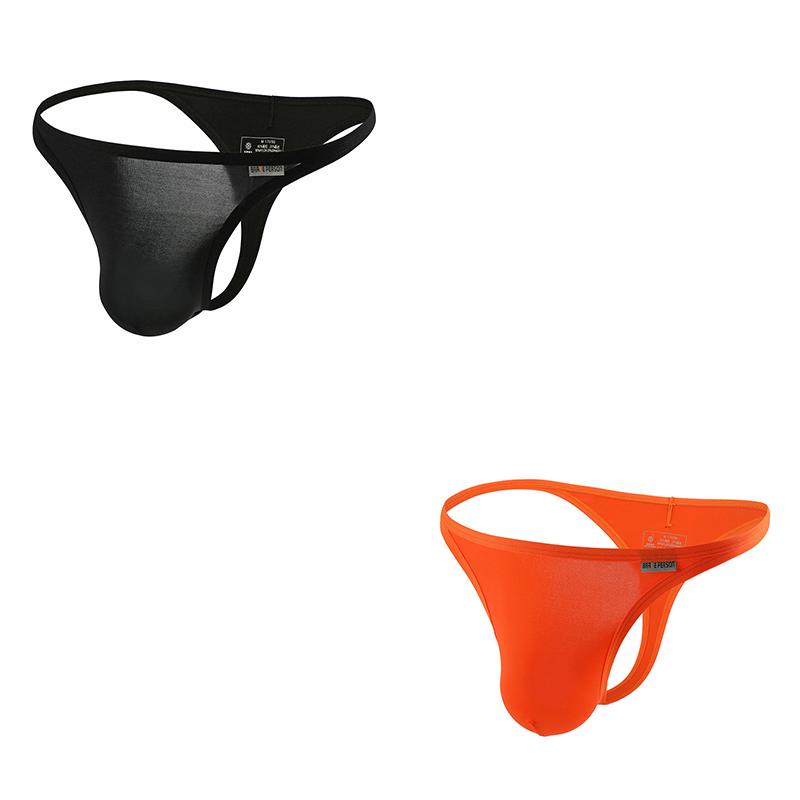 2Pcs/Lot Sexy Low-rise Men's Thongs Solid Color Ultra Soft T-Back Briefs Naked Feel Comfortable Breathable Underwear