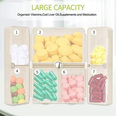 Pastillero práctico con diseño de 7 compartimentos, pastillero portátil ligero, organizador para viajes en casa