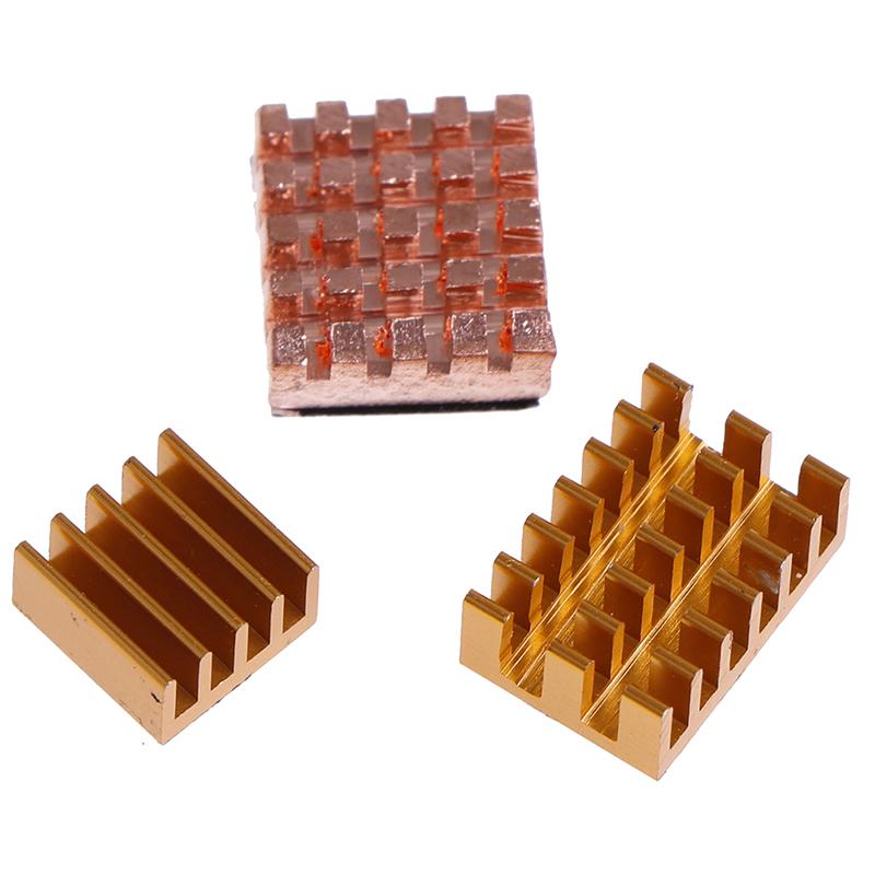 3Pcs/Set Raspberry Pi 4B Copper Cooling Pad Heatsink Radiator Cooling Kit