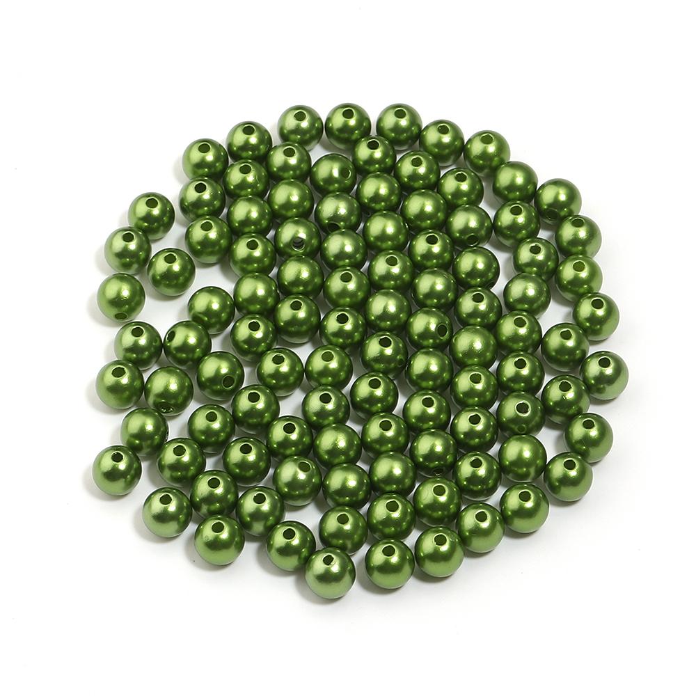 50-1000pcs Round ABS Imitation Pearl Beads Army Green Loose Spacer Beads With Hole For Jewelry Making DIY Bracelets Necklace