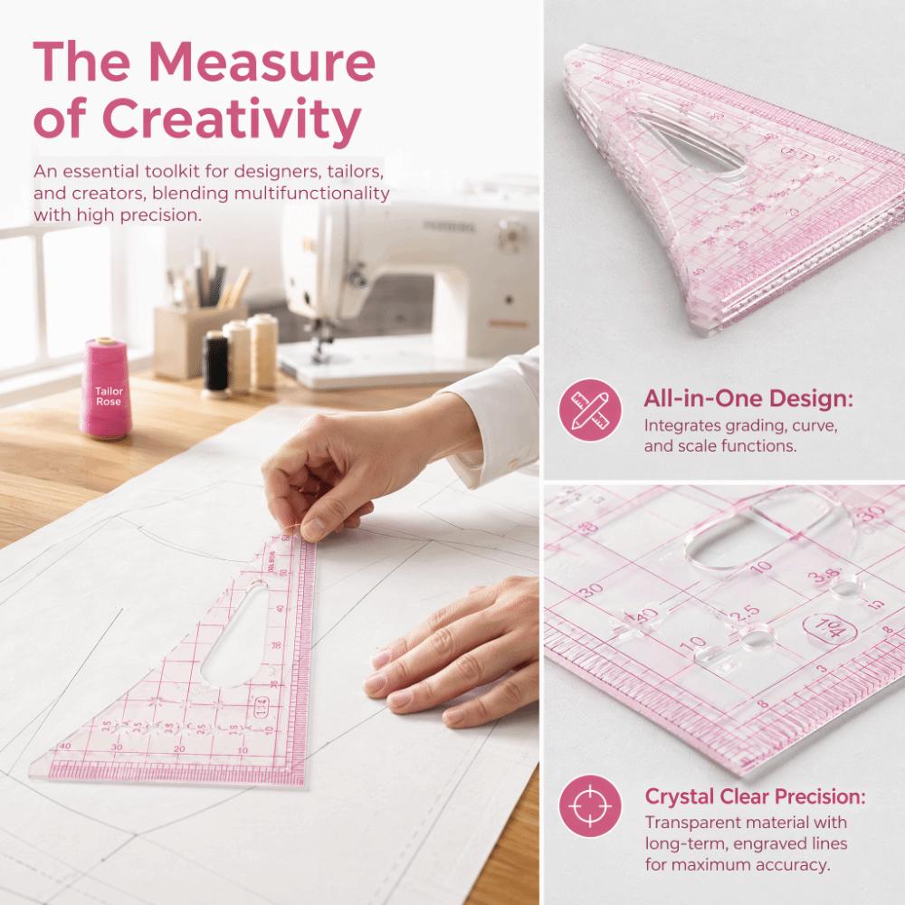 5pcs Transparent Triangular Curve Rulers Plastic Sewing Ruler Set For Tailors