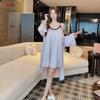 Summer Thin Ice Silk Suspender Nightdress Women's Satin Loungewear Three-piece Loose and Sexy Nightgown Skirt Can Be Worn Outside
