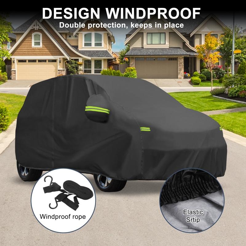 Motoforti Waterproof 210D-PU Oxford Car Cover for GMC Sierra 6.6ft Bed with Zipper Black