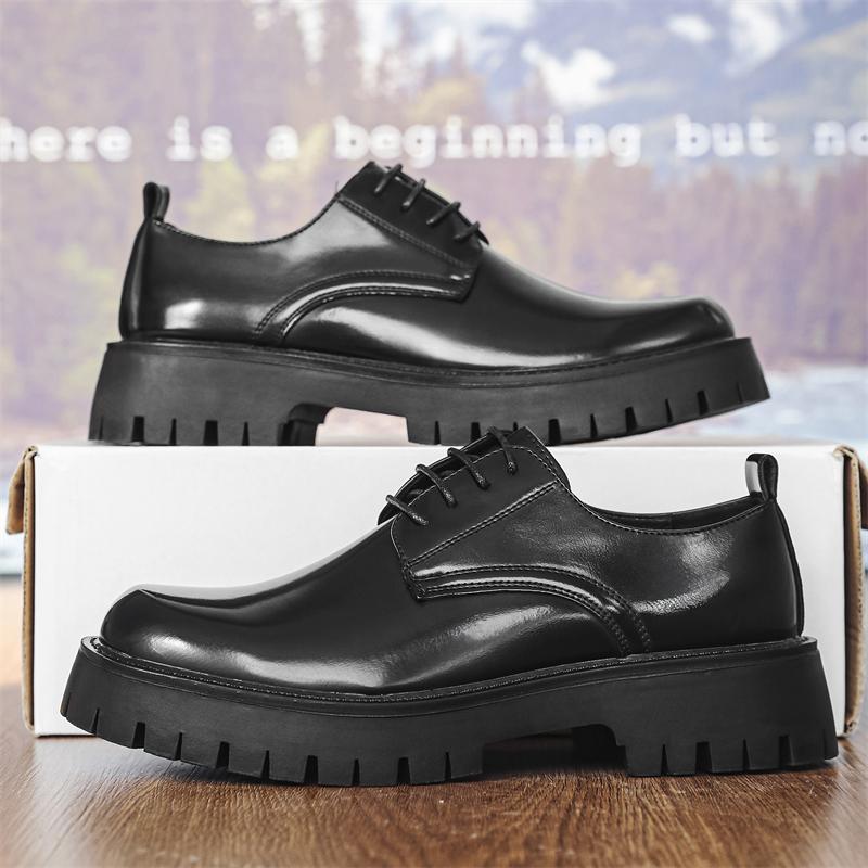 Fashion British Style Male Derby Shoes Stylish Thick Bottom Oxford Shoes Hot Sale Mens Business Shoe Formal Dress Footwear  Casual Shoes