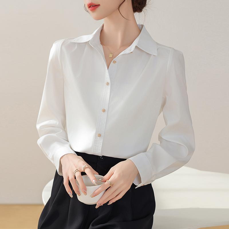 Women Blouses Shirts 2025 Spring Long Sleeve Women Blouse Shirt Office Lady Turn Down Collar White Blouse Shirt Women Tops J918