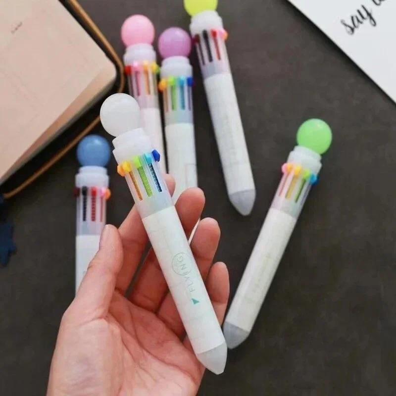 New 10 Multi Color Luxury Ballpoint Pen Ballpen for Kids Child Student Office Writing Supplies Kawaii Kids Stationary Pen Mark