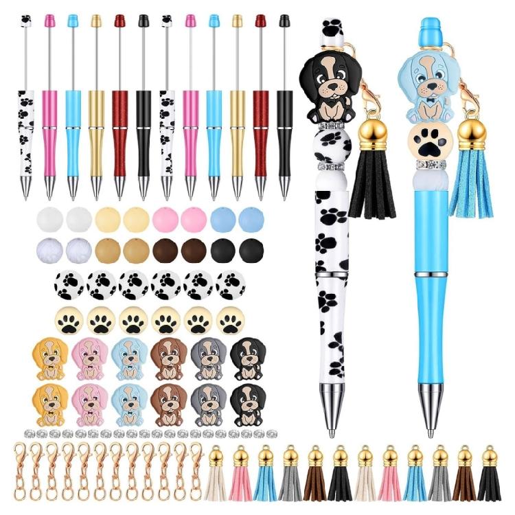 12x DIY Beads Pens Making Kits Smooth Writing Pen Beadable Pens Kits for School