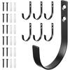 6 Pack Wall Hooks for Hanging, Heavy Duty Metal Coat Hooks Wall Mounted, No Rust Black Metal Wall Hooks for Living Room, Bathroom, Kitchen, Bedroom,