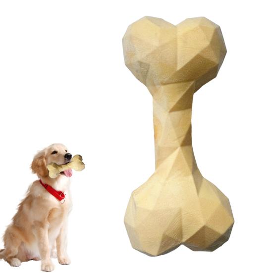 Faceted Bone Dog Toy Rubber Dog Chew Toy Teeth Cleaning Dog Bone Toy for Aggressive Chewers Puppy Teething Interactive Fetch Play