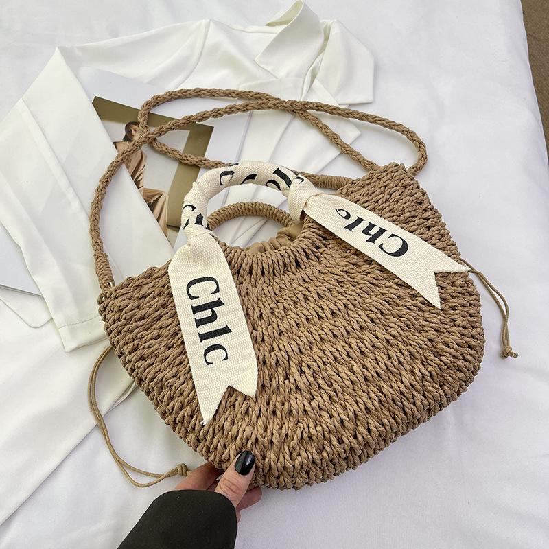 Summer New Fashion Beach Vegetable Basket Straw Woven Bag Portable Shoulder Oblique Span Women's Bag