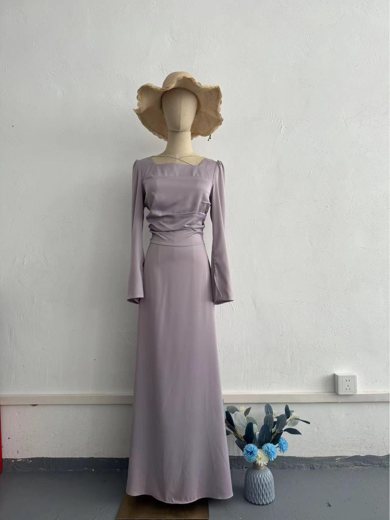 

Весна 2024 Облегающее атласное платье-бандаж со стразами и длинными рукавами для женщин XL светло-фиолетовый