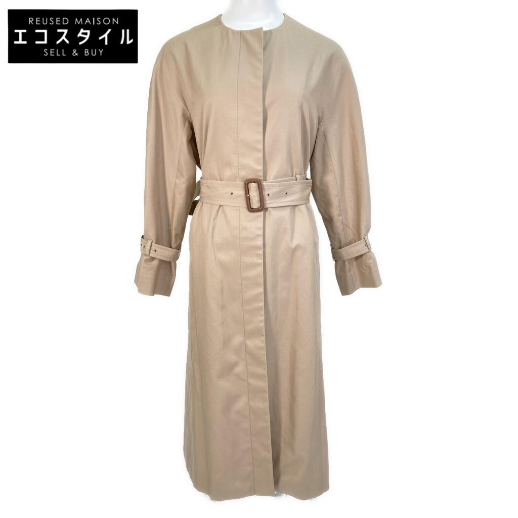 ANAYI 21 Year Old Beige Cotton Hasui Gabardine Crew Coat Coat 34 beigeUsed