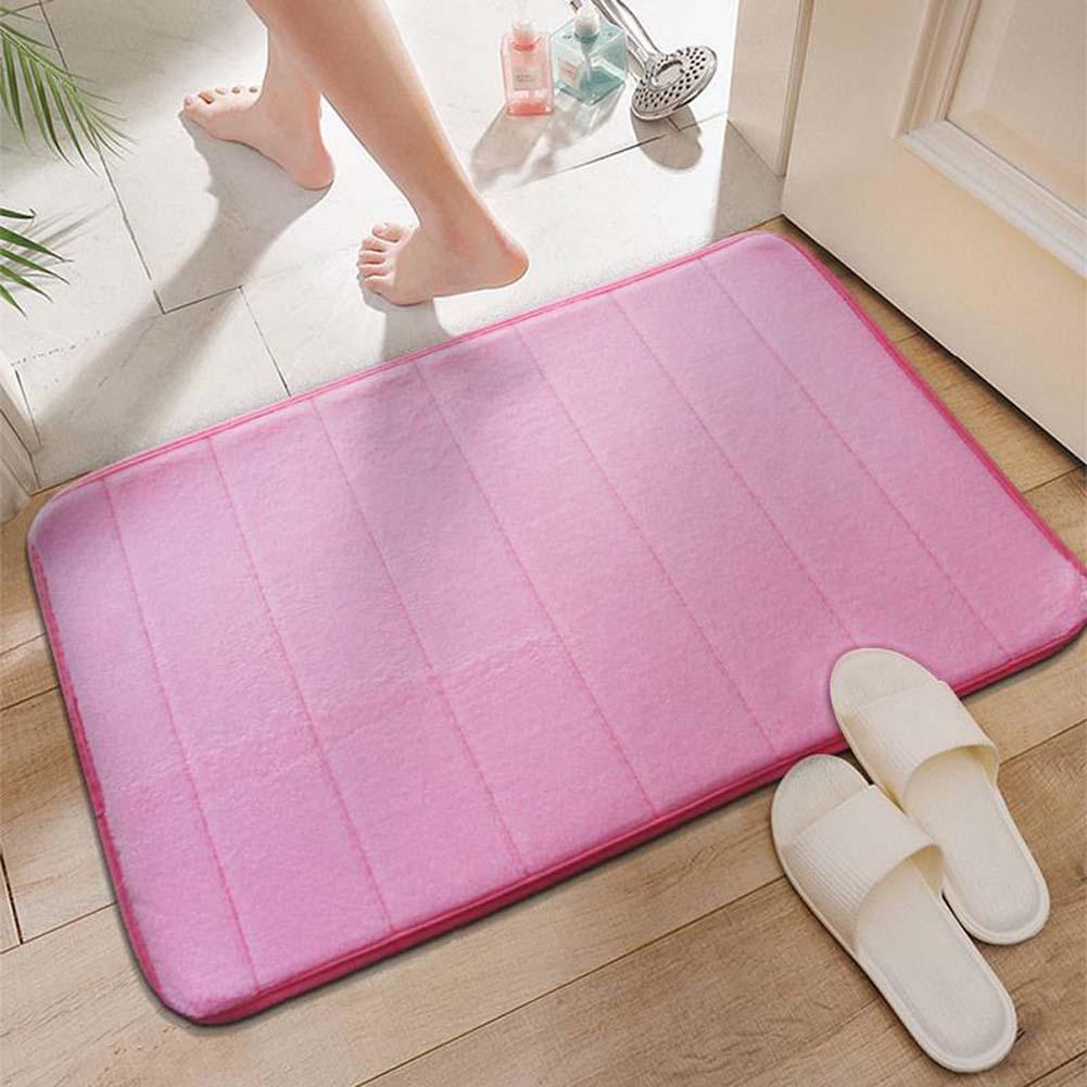 Toilet Bathroom Floor Mat, Striped Coral Fleece Floor Mat Bathroom Carpet, Simple Style, Absorbent and Non Slip Mat
