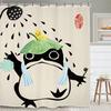 Yookeb Funny Frog Bathroom Shower Curtain Animal Hilarious Asian Style Traditional Japanese Cute Kids Polyester Fabric