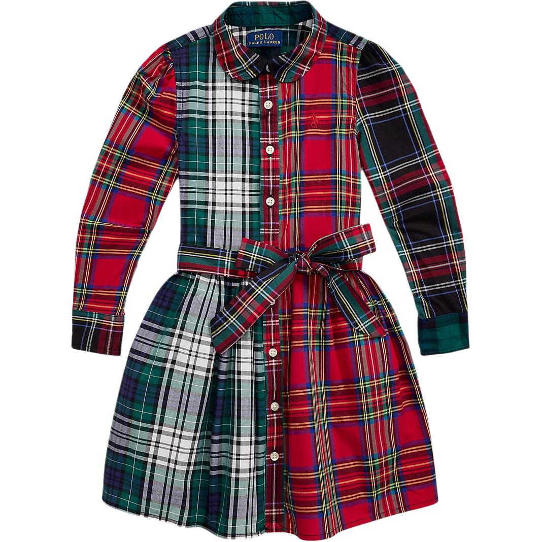 

Платье Polo Ralph Lauren Клетчатое Логотип С оборками Короткое Детские платья Многоцветный 313951840001 XL