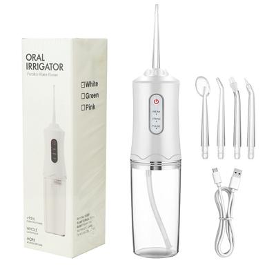 Ústní irigátor Přenosný dentální vodní nitěnka USB dobíjecí vodní nit Zubní sonda se 4 tryskami 220 ml 3 režimy IPX7 1400 ot./min.