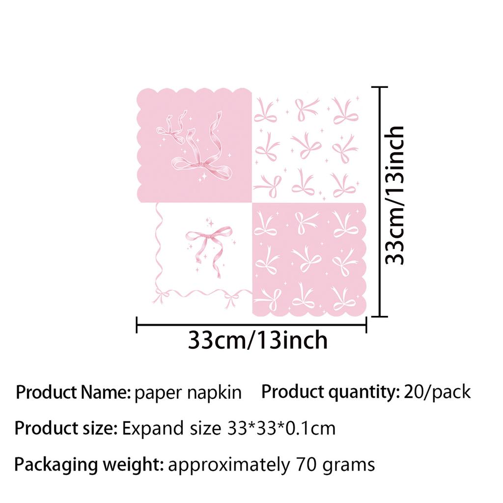 Bowknot Disposable Tableware Birthday  Party  Disposable  Plate Paper Cups Napkin for Baby Shower Wedding Party Decor