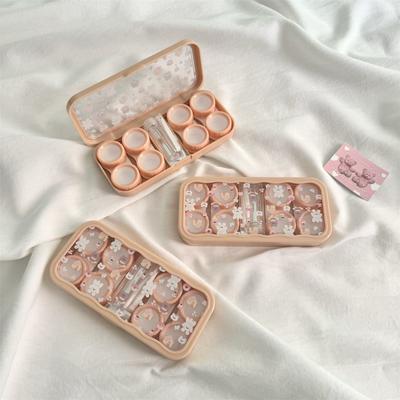 Lens Holder With Mirror Portable Cartoon Contact Lens Box Eye Contacts Container Cartoon Cute Lens Storage Box For Party Work