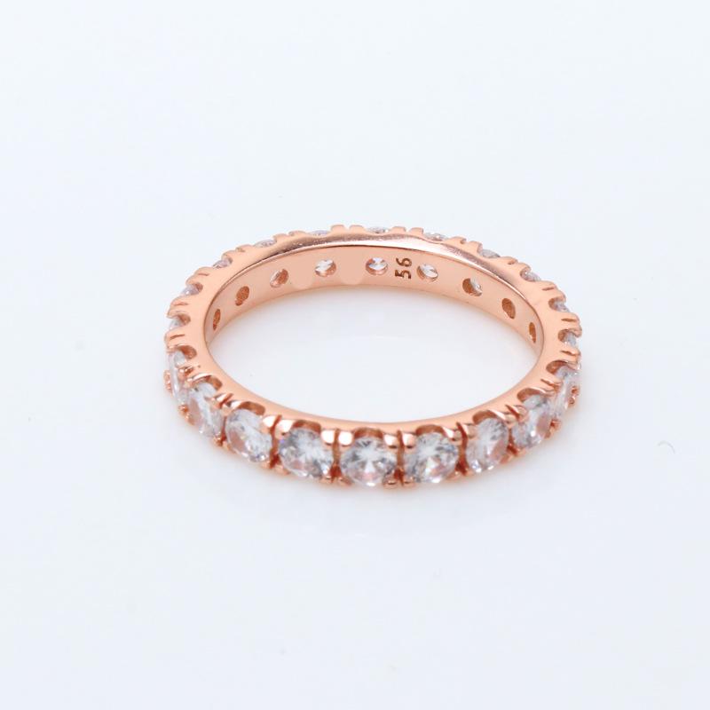 Rose Gold Sparkling Zirconia Ring - European American Fashion Women's Light Luxury Eternal Band