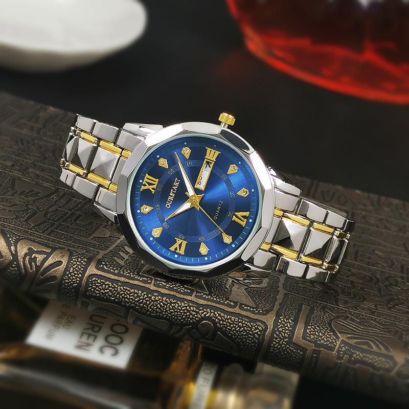 New Watch Men's Premium Men's Watch Alloy Steel Belt Quartz Luminous Calendar Men's Watch