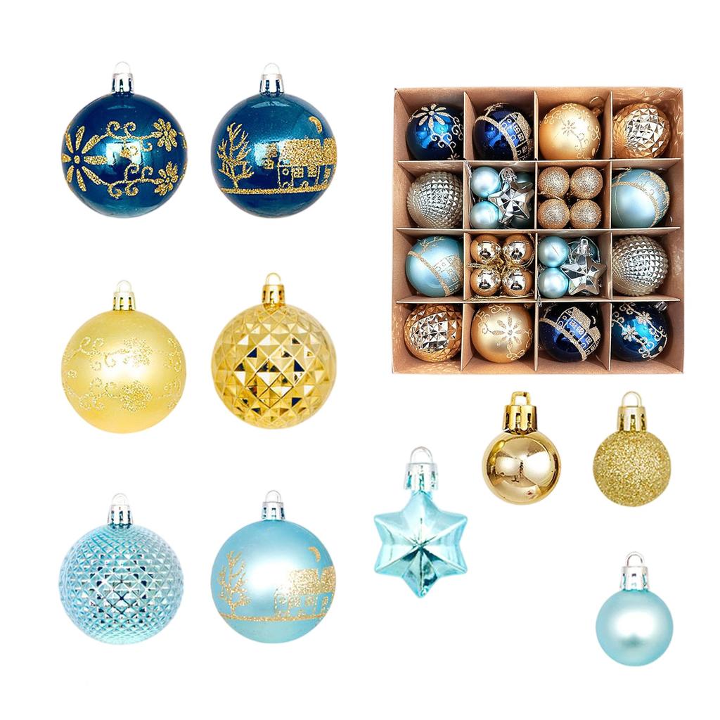 44pcs Christmas Tree Ornament Plastic Ball Decorations For DIY Crafts And Painted Designed Boxes Pendant