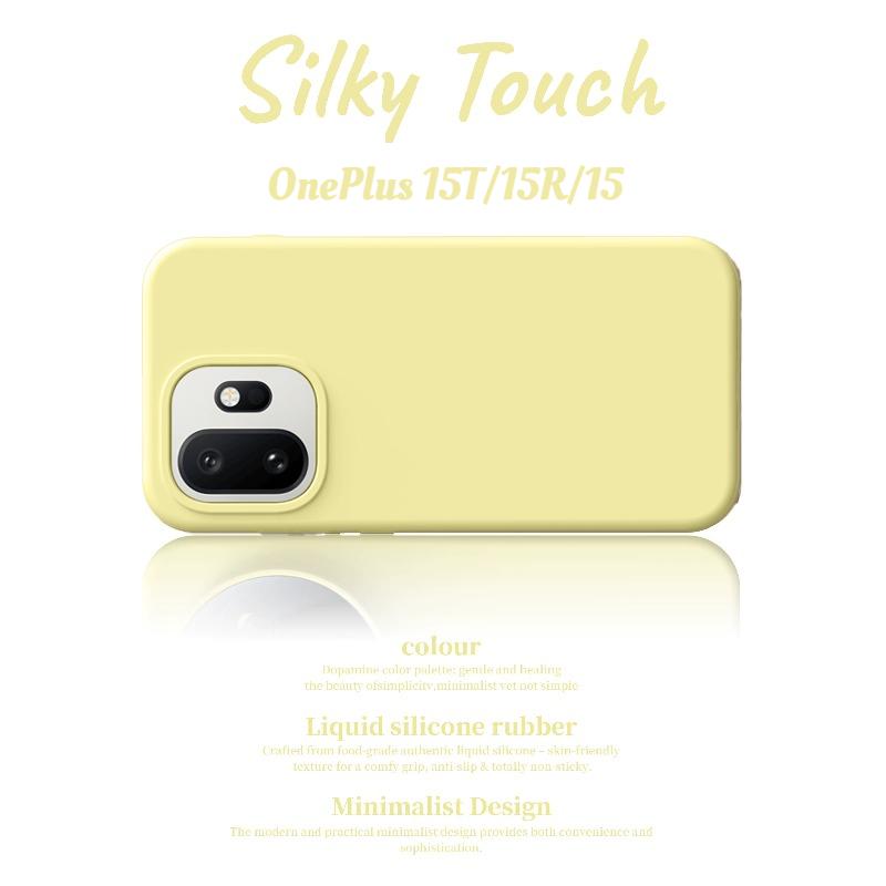 Macaron Color Real Liquid Silicone Shockproof Soft Case For Oneplus 15T 15R 15 13T 13/12R 5G Skin Fleece Anti-fingerprint Cover
