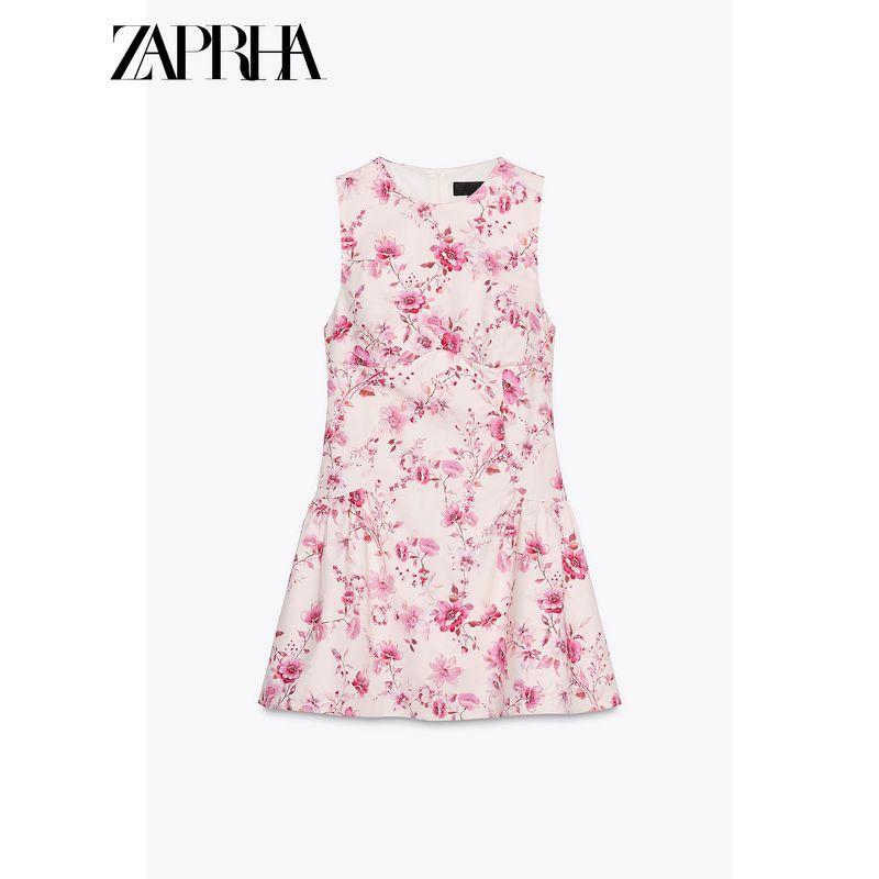Zaprha 2025 New Style Pink Poplin Flower Print Age-Reducing Jumpsuit Dress Slim Looking 2542026
