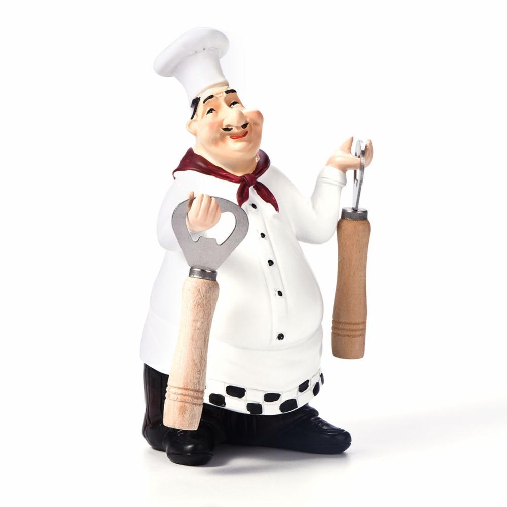 Resin Resin French Chef Figurine Wooden Fittings Chef Bakery Counter Resin Ornament Four Sizes Wood Accessory Chef Statue
